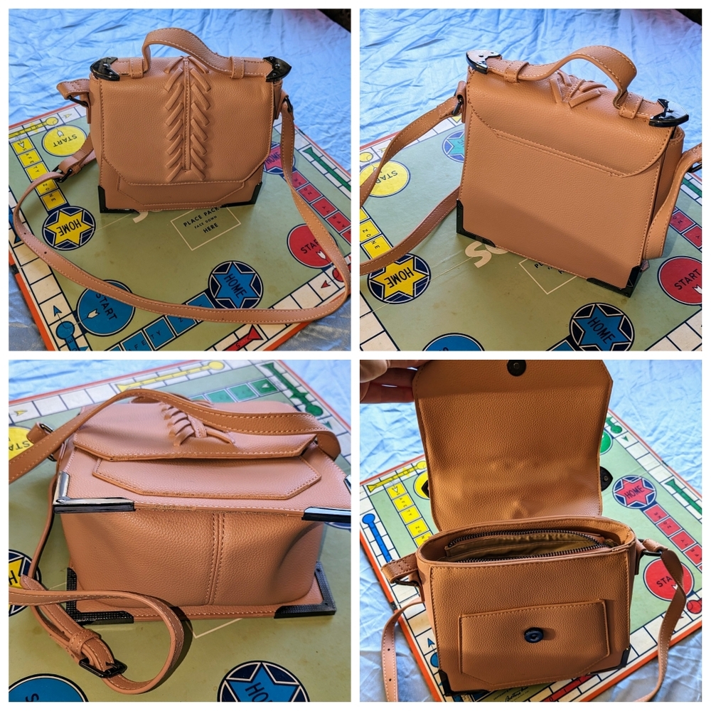 Lionel blush pink vegan leather cross body bag